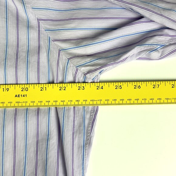 Turnbull‎ & Asser Dress Shirt Men 17 43 Exclusive Striped England Double Cuff - Picture 10 of 16